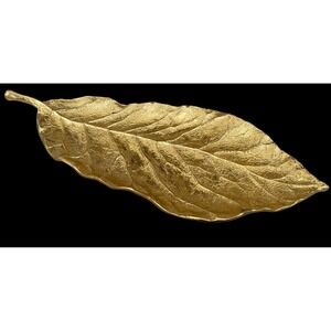Michael Aram Gold Magnolia Leaf Medium Platter Centerpiece Nature Decor Regency